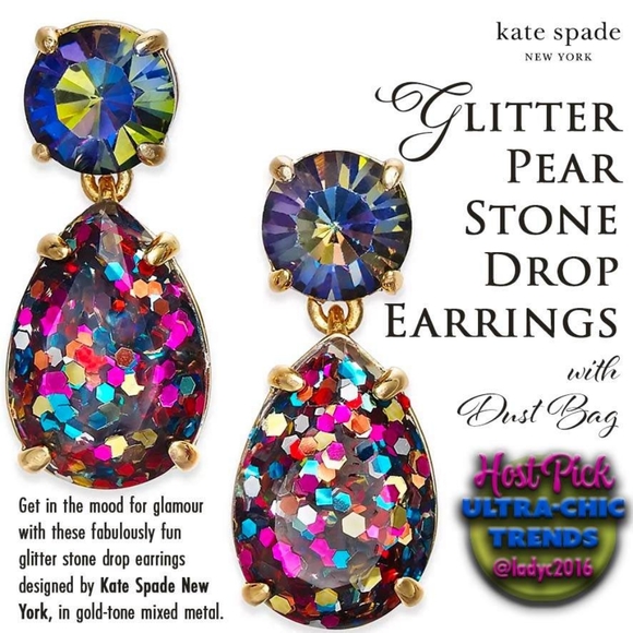 Glitter Pear Stone Drop Earringswith Dust Bag